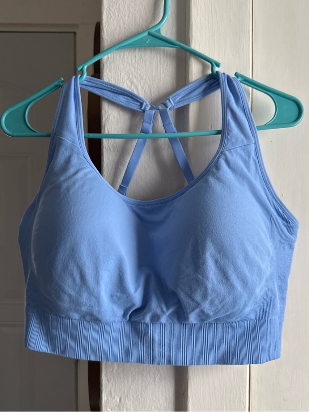 Duluth Trading Co Light Blue Crisscross-Back Support Bra